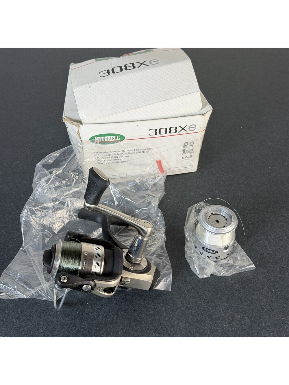 Mitchell 308Xe Spinning Fishing Reel with Spare Spool & Box - Storage E-8